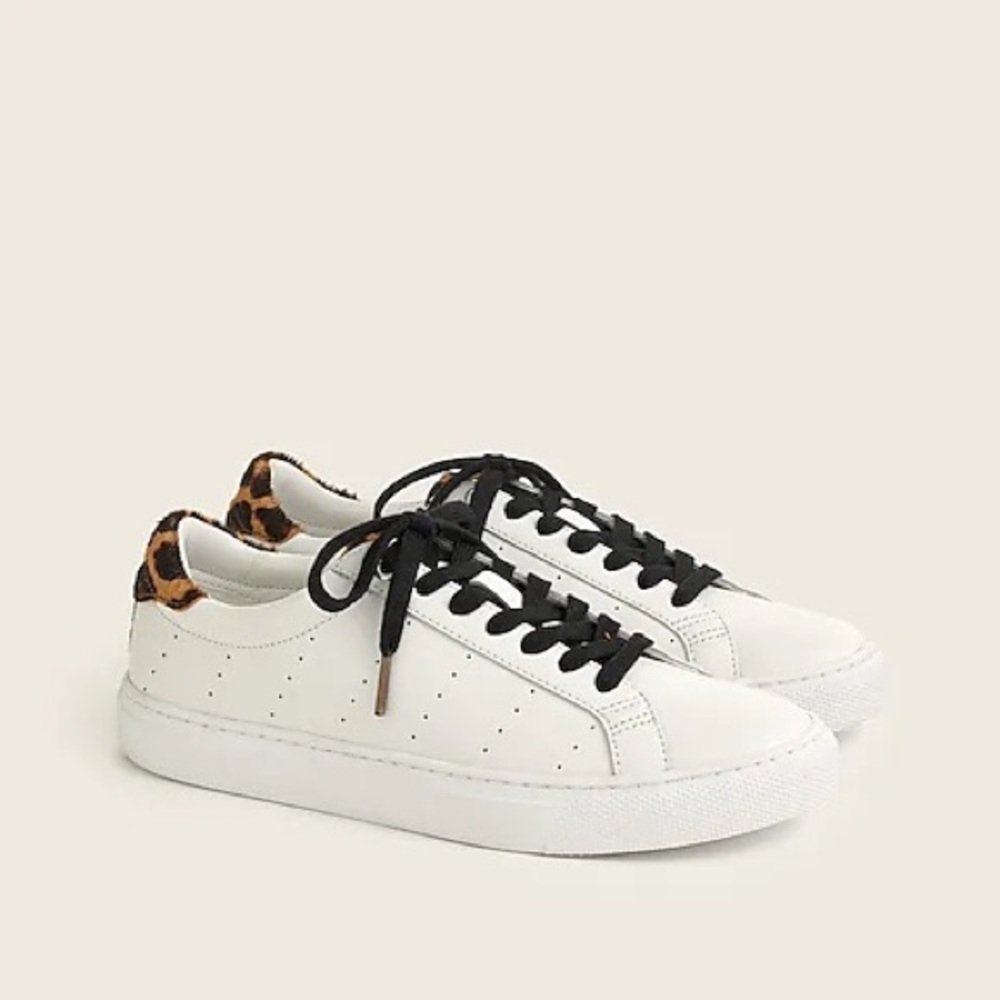 J. Crew Saturday sneakers with leopard calf hair detail